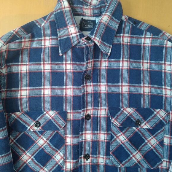Vintage Sears Lined Flannel Button Shirt - Picture 1 of 7